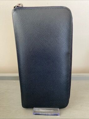 Giorgio Armani Saffinao Leather Dark Blue Long Zippy Wallet